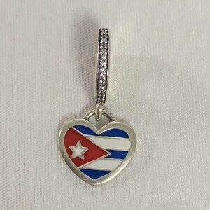 Pandora Cuba Flag Exclusive Dangle Charm Pendant, S925 silver Jewelry